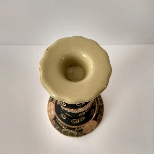 Satsuma vase set of 2 and candle holder used