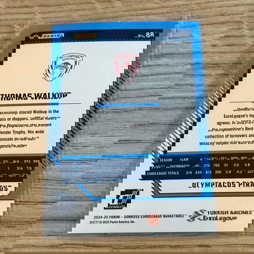 Κάρτα Thomas Walkup Ολυμπιακός Panini Euroleague 2024-25 Press Proof