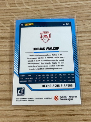 Κάρτα Thomas Walkup Ολυμπιακός Panini Euroleague 2024-25 Press Proof σαν καινούργιο