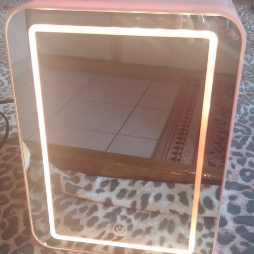 Mini cosmetic fridge with LED mirror like new