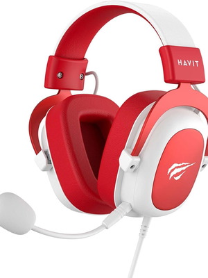 Havit HV-H2002D gaming headphones new, red and white, 53mm mic