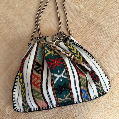 Traditional handmade woven backpack like new, multicolor