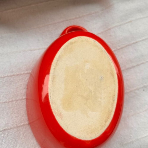 Ceramic food bowl used, small orange decorative 15 cm