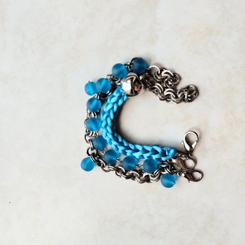 Bracelets set of 3 statement royal blue and silver, like new