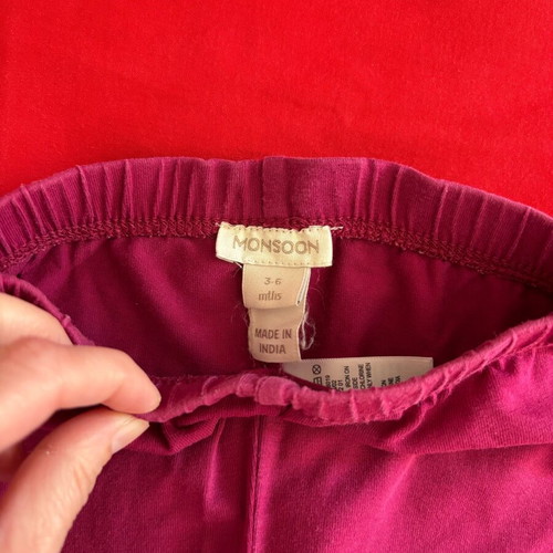 Monsoon leggings for 3-6 months baby burgundy like new