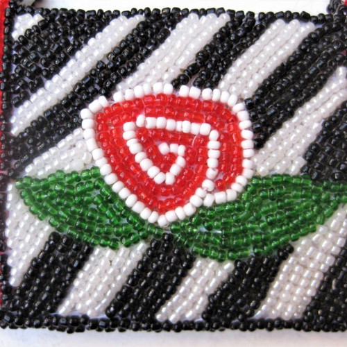 Beaded wallet used, handmade with rose design