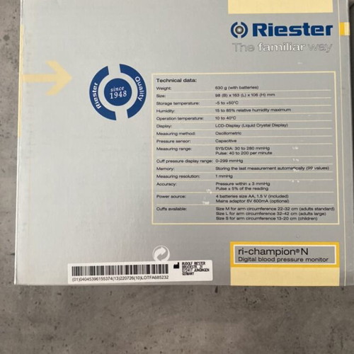 Riester ri-champion N digital blood pressure monitor, arm cuff