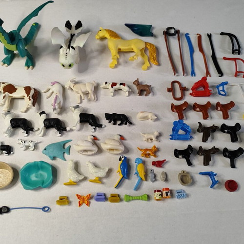 Playmobil animals, dragons and accessories used, set