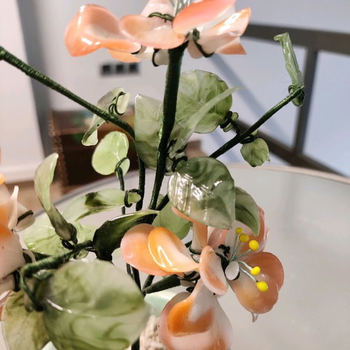 Decorative flowerpot with glass flowers used