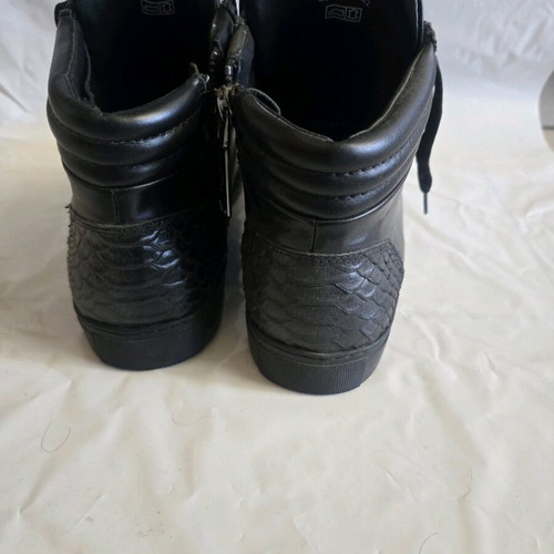 Balmain Paris high-top leather and python sneakers like new, size 43, black