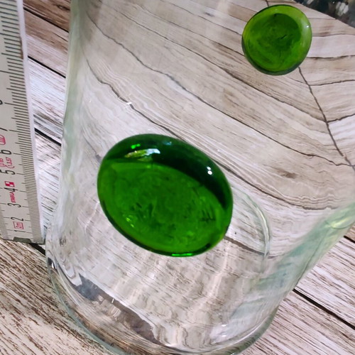 Retro vase with embossed green drops, IKEA