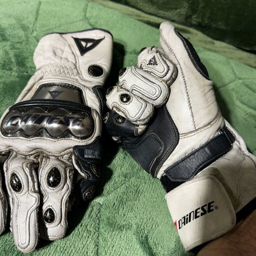Dainese Full Metal Titanium gloves used with neck protector