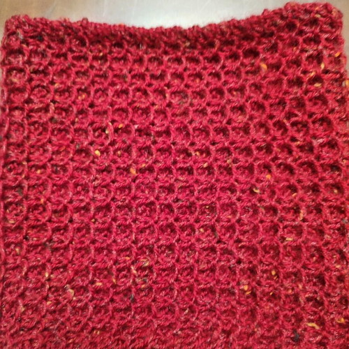Handmade merino wool neck scarf like new, red burgundy with gift white child scarf