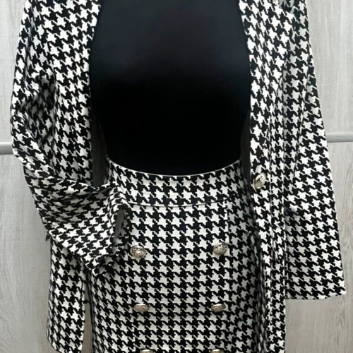 Black and white suit new one size with silver buttons