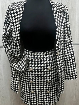 Black and white suit new one size with silver buttons