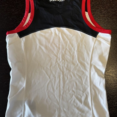Dunlop Aerocool sports tank top, white and red, size M
