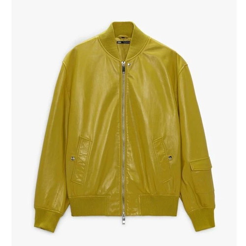 Zara leather jacket new, green