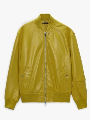 Zara leather jacket new, green