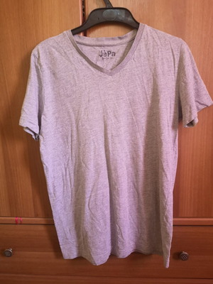 JePa men's grey heather V-neck T-shirt, size Small