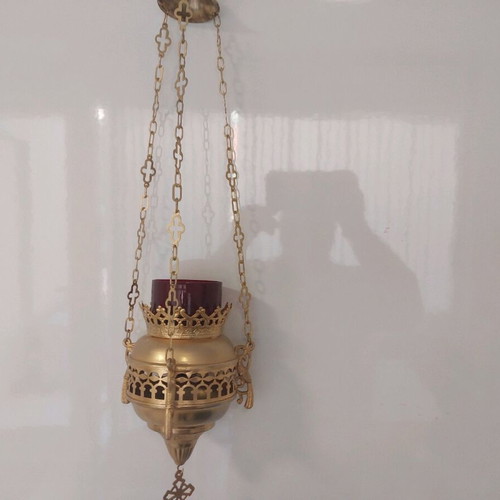 Silver-plated lamp used like new with 50 cm chain and 22 cm lamp hooks