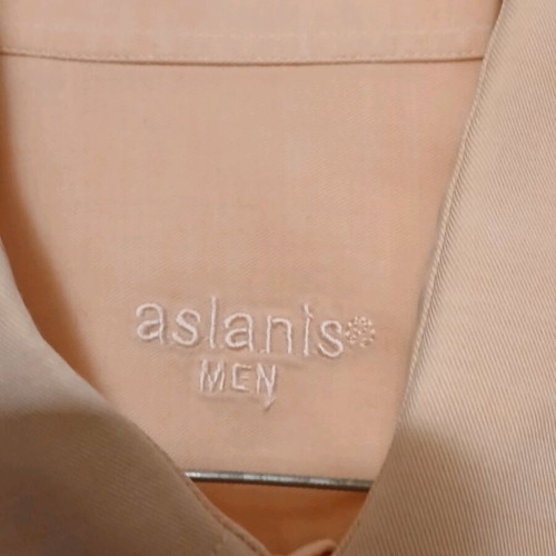 Aslanis Men cotton dress shirt size Large like new, orange