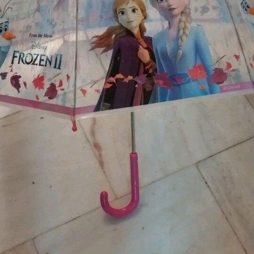 Frozen Elsa Children's Transparent Stick Umbrella Used