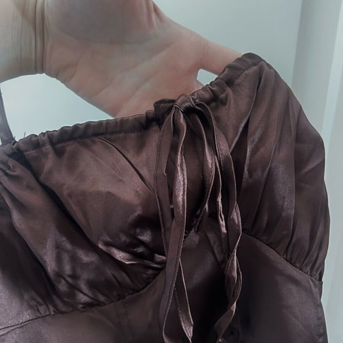 Brown satin corset like new, size M