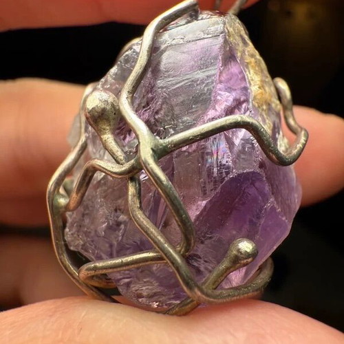 Handmade pendant with amethyst semi-precious stone like new