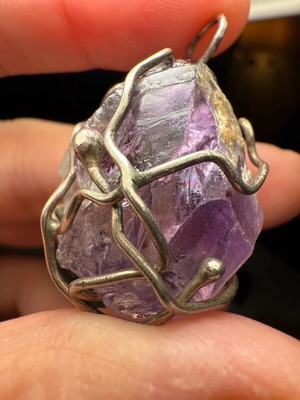 Handmade pendant with amethyst semi-precious stone like new