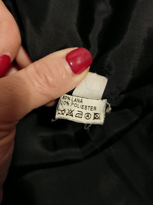 Ημιπαλτό μαλλινό σαν καινούργιο, μέγεθος S, μαύρο, 80% μαλλί