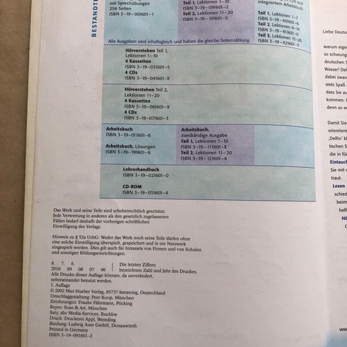 Delfin A1 A2 Lehrwerk for German as a Foreign Language used, volume 1