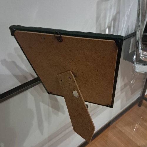 Vintage photo frame used, wooden with decorative details and glass 23x18
