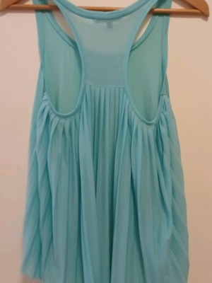 Bershka top used, asymmetric mint green with pleats