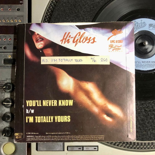 Hi-Gloss You'll Never Know Vinyl Single 7" 45 RPM pop, like new