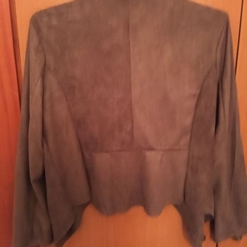 Short mouton jacket gray like new with asymmetric hem