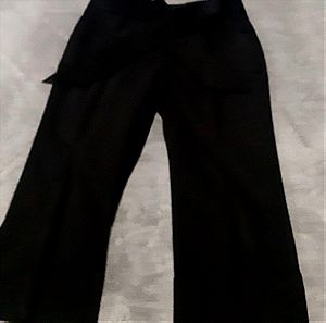 Παντελόνι γυναικείο L ,Mango Exclusive μαυρο βαμβάκερο 100% , Capri, με ζωνάρι