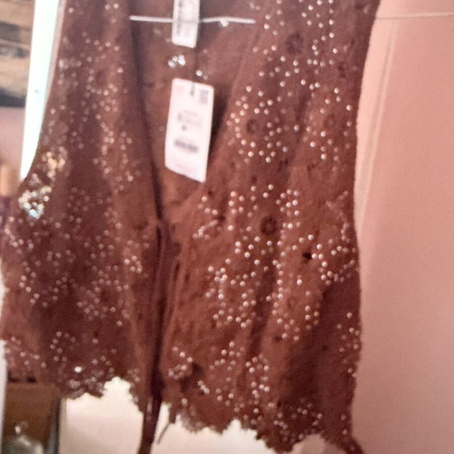 Zara Crochet Vest with Beads Size S New Brown