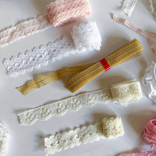 Lace bundle used, 15 pieces for sewing in various colors and sizes