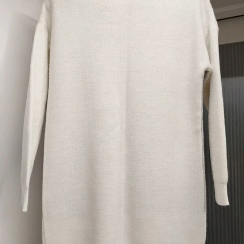 OMG sweater like new, white with print and open neckline