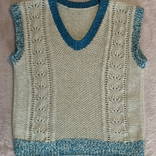 Handmade women's vest new, gray and blue, size S