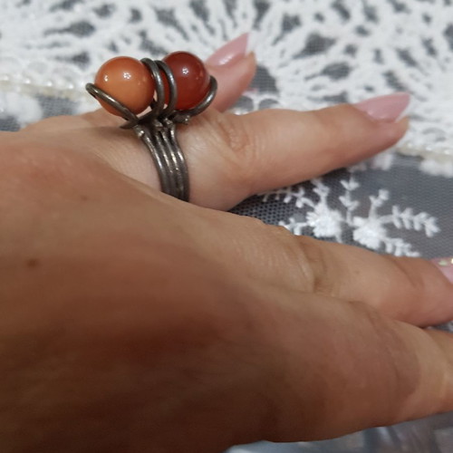 Silver pendant with ring set used