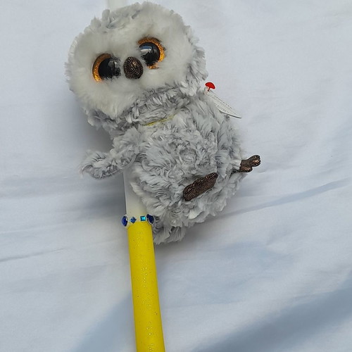 Handmade candle new with gift owl teddy bear