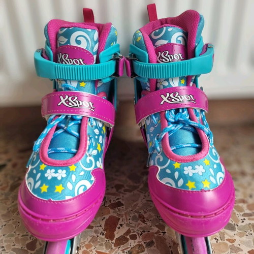 Roller skates used, size 34-37, fuchsia and turquoise for girls