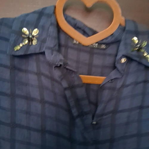 Zara shirt wide long cotton like new with embroidery and beads