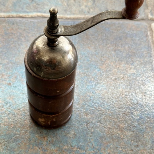 Wooden spice mill vintage used
