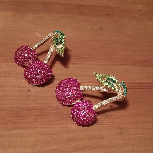 Cherry earrings shiny new