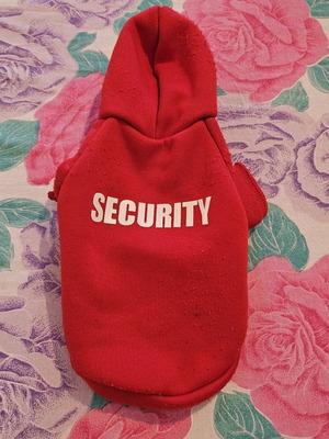 Dog hoodie "SECURITY" like new, red, size XS