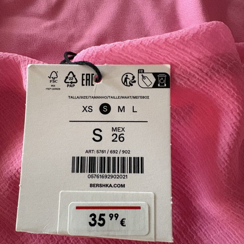 Bershka long airy dress fuchsia pink new, size small