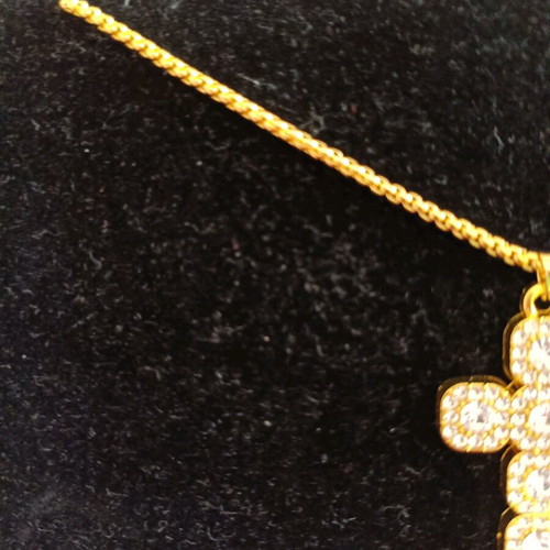 Women's cross new with zircon stones on gold-colored chain