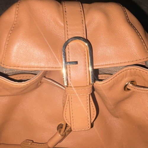 Furla Flow S leather backpack, brandy brown